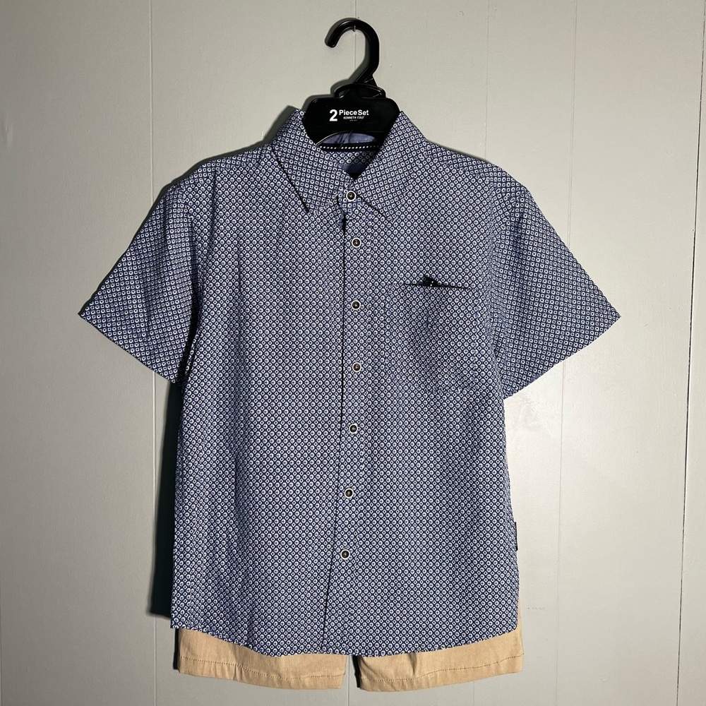 Kenneth Cole Youth Boys’ 2-Piece Outfit | Size 8 | Dress Shirt & Shorts Set